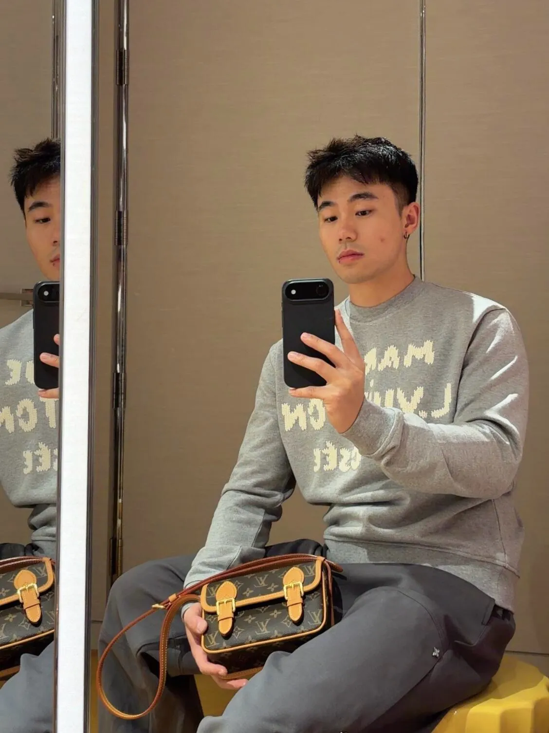 Louis Vuitton/Louis Vuitton embroidered logo crew neck sweatshirt